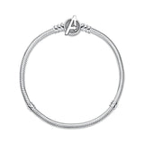 925 Silver Snake Chain Bracelet A Letter Bead Charm Bangle