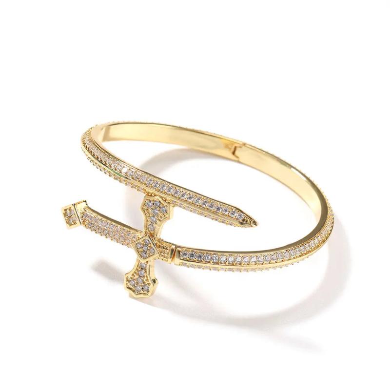 Curve Sword Cuff Bangle for Women Cubic Zircon Bracelets
