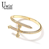 Curve Sword Cuff Bangle for Women Cubic Zircon Bracelets