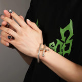 Curve Sword Cuff Bangle for Women Cubic Zircon Bracelets