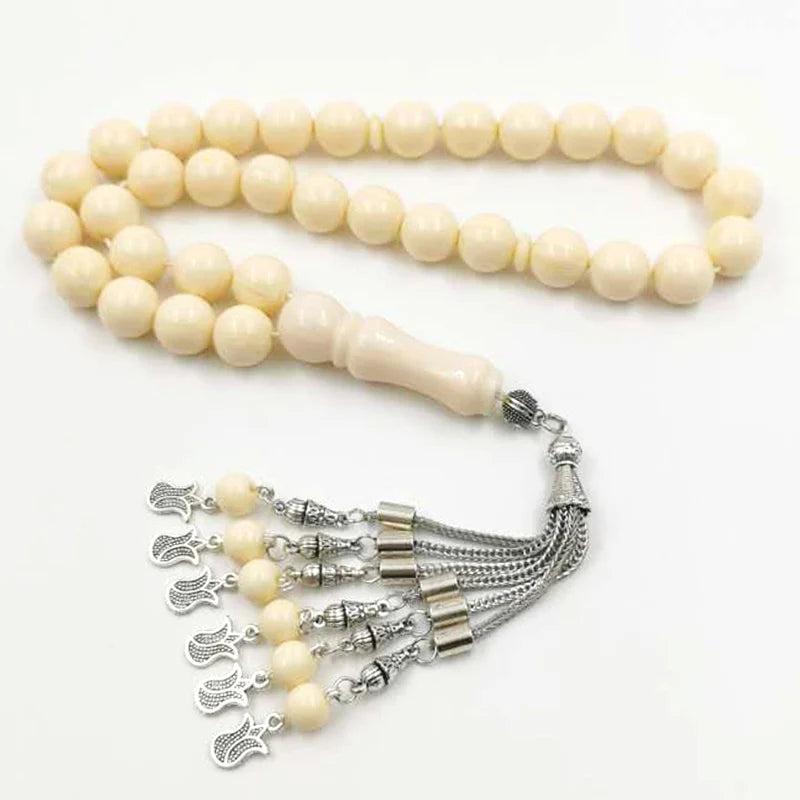 Ivory Resin Tasbih 33Beads Muslim Bracelet Eid Arabic Jewelry