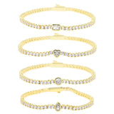 Geometric CZ Tennis Bracelet Silver Plated Slim 2.5mm Cubic Zirconia Chain