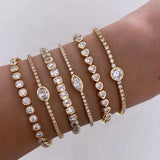 Geometric CZ Tennis Bracelet Silver Plated Slim 2.5mm Cubic Zirconia Chain