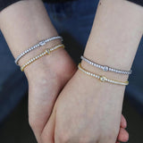 Geometric CZ Tennis Bracelet Silver Plated Slim 2.5mm Cubic Zirconia Chain