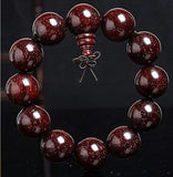 20mm Lobular Red Sandalwood Wooden Buddha Beads Bracelets Golden Star