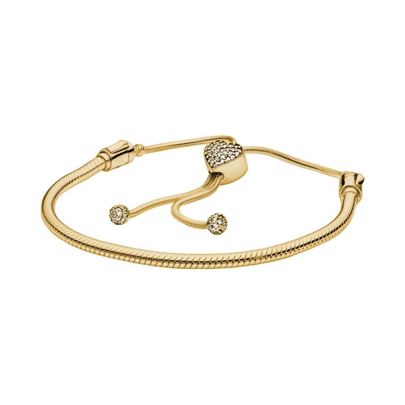 Moments Slider Snake Chain Bracelet Heart Clasp S925 Sterling Silver