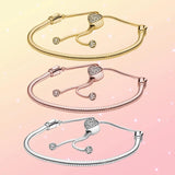 Moments Slider Snake Chain Bracelet Heart Clasp S925 Sterling Silver