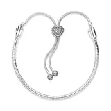 Moments Slider Snake Chain Bracelet Heart Clasp S925 Sterling Silver