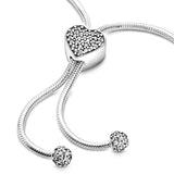 Moments Slider Snake Chain Bracelet Heart Clasp S925 Sterling Silver