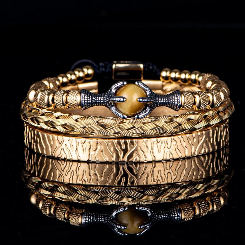 3pcs/Set Charm Men Bracelet Stainless Steel Rope Bangles Eagle Br...