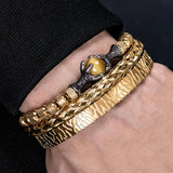 3pcs/Set Charm Men Bracelet Stainless Steel Rope Bangles Eagle Br...