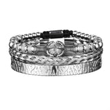 3pcs/Set Charm Men Bracelet Stainless Steel Rope Bangles Eagle Br...