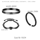 3pcs/Set Charm Men Bracelet Stainless Steel Rope Bangles Eagle Br...