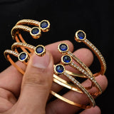 24K 4Pcs/lot Dubai Ethiopian Colored stones Cuff Bangles For Women