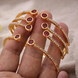 24K 4Pcs/lot Dubai Ethiopian Colored stones Cuff Bangles For Women