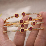 24K 4Pcs/lot Dubai Ethiopian Colored stones Cuff Bangles For Women