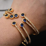 24K 4Pcs/lot Dubai Ethiopian Colored stones Cuff Bangles For Women