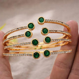 24K 4Pcs/lot Dubai Ethiopian Colored stones Cuff Bangles For Women