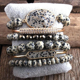 6pc Boho Bracelets Set Natural Stone Crystal Women Jewelry