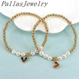 Boho Charm Zircon Heart Pearl Beaded Bracelet Women Jewelry