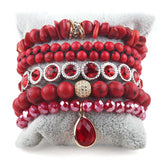 5pc Boho Beaded Stone Bracelet Sets for Women