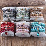 5pc Boho Beaded Stone Bracelet Sets for Women