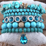 5pc Boho Beaded Stone Bracelet Sets for Women