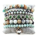 5pc Boho Beaded Stone Bracelet Sets for Women