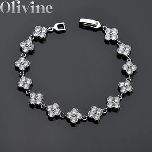 Red Corundum 925 Silver Clover Leaf Bracelet