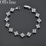 Red Corundum 925 Silver Clover Leaf Bracelet