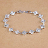Red Corundum 925 Silver Clover Leaf Bracelet