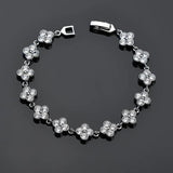 Red Corundum 925 Silver Clover Leaf Bracelet
