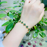 Red Corundum 925 Silver Clover Leaf Bracelet