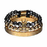 3pcs/Set Crown Jewelry Hematite Beads Braiding Bracelets