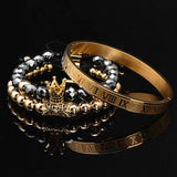 3pcs/Set Crown Jewelry Hematite Beads Braiding Bracelets