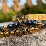 3pcs/Set Crown Jewelry Hematite Beads Braiding Bracelets