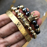 3pcs/Set Crown Jewelry Hematite Beads Braiding Bracelets