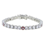 Evil Eye Charm CZ Tennis Chain Bracelet