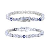 Evil Eye Charm CZ Tennis Chain Bracelet