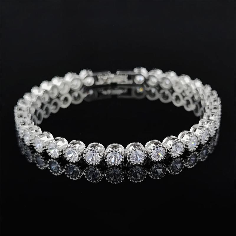 4mm Round CZ Silver Tennis Bracelet for Women