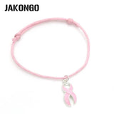 Hope Ribbon Breast Cancer Charm Pendant Bracelet