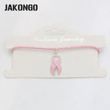 Hope Ribbon Breast Cancer Charm Pendant Bracelet