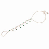 Rose CZ Charm Chain Tassel Bracelet Bangle Slave Finger Hand Harness