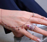 Rose CZ Charm Chain Tassel Bracelet Bangle Slave Finger Hand Harness