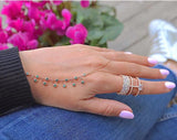 Rose CZ Charm Chain Tassel Bracelet Bangle Slave Finger Hand Harness