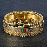 Titanium Steel Twist Cable Wire Bangle Chain Bracelet Set