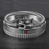 Titanium Steel Twist Cable Wire Bangle Chain Bracelet Set