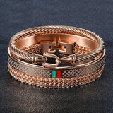 Titanium Steel Twist Cable Wire Bangle Chain Bracelet Set