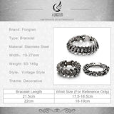 Retro Link Chain Bracelet Men Stainless Steel Engraving Hip Hop Cuff Bracelet