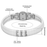 Stainless Steel Bracelet with Cubic Zircons and Ceramic Bangle